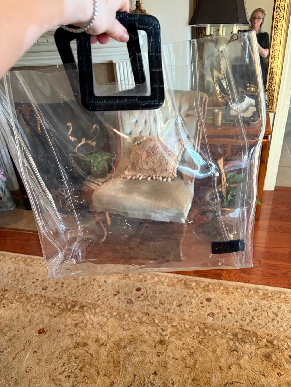 STAUD Clear XL Tote Bag with Black Handles - see pictures neutral versatile GUC